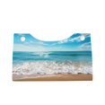 thumbnail image 2 of Uemuo Sunny Ocean Waves Pattern Tissue Box Cover Holder, Triangle with Bottom Belt - PVC Leather Decorative Organizer for Tabletop, Bathroom, Car, Office, 2 of 9