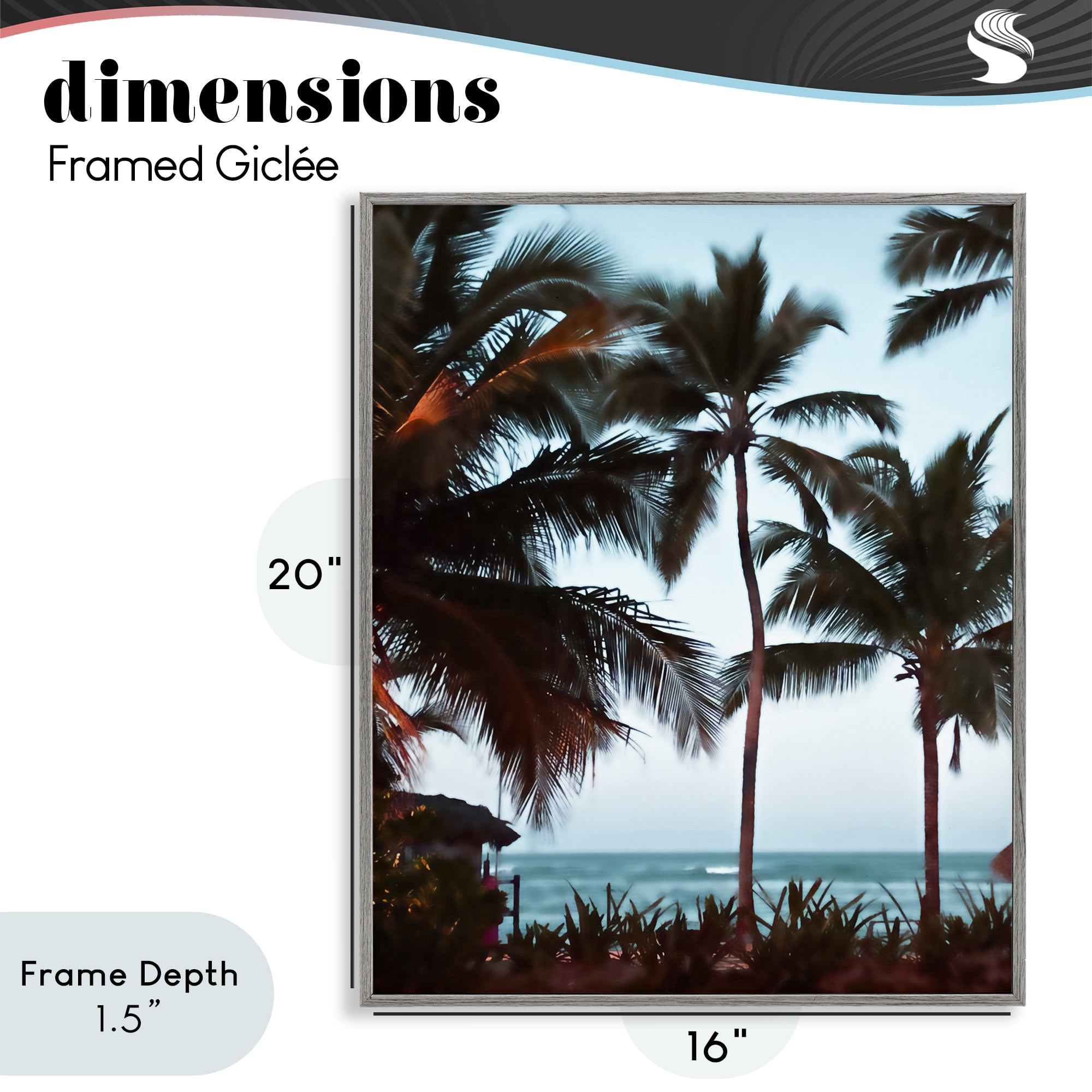 Stupell Industries Shady Palms Beachfront Gray Framed Giclee Art, design by Noah Bay
