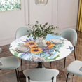 thumbnail image 5 of Coastal Sunflower Round Tablecloth for 36-44 Inch Tables,Fitted Table Cover with Elastic Edge,Blue Summer Beach Starfish Shell Waterproof Outdoor Table Cloth Protector for Patio Garden Dinner Picnic, 5 of 9