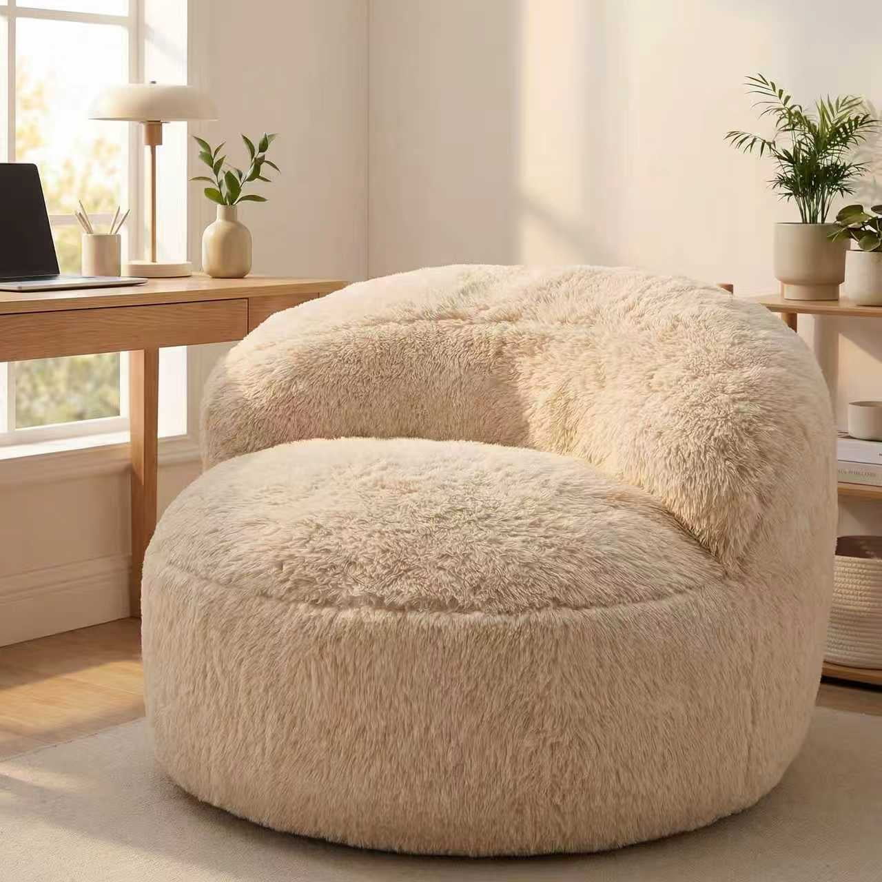 Fulsmile Bean Bag Chair Large Plush Chairs for Adults Giant Beanbag Chair Bean Bag Sofa with Stuffed Memory Foam Bean Lounger Chair for Reading Gaming Relaxing, Beige