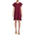 thumbnail image 5 of Time and Tru Women's Flutter Sleeve Knee Length Tiered Dress, 5 of 5