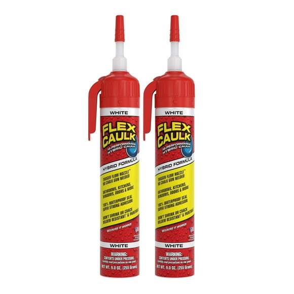 Flex Caulk, Waterproof & Weatherproof Hybrid Polymer Sealant, Strong, Paintable, Indoor, Outdoor, Bath, Shower, Sink, Window, Baseboards, Door, RV, Roof, Wood,