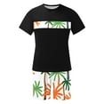 thumbnail image 5 of YLSDY Hawaiian Two Piece Sets for Men Short-Sleeve Oversized T-Shirts Tops with Graphic Shorts O-Neck Pullover Shirt Suits Lightweight Trendy Outerwear Black XL, 5 of 5
