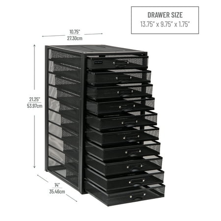 Mind Reader - 10 Compartments Mesh Desk Organizer - Black