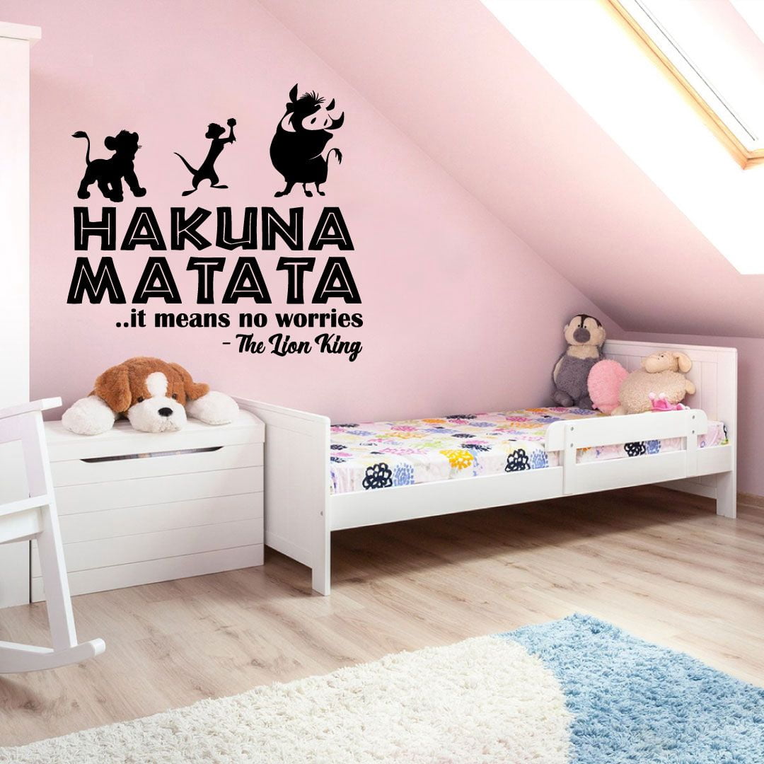 Hakuna Matata - No Worries Lion King Character Silhouette Vinyl Wall Decal Wall Decoration Wall Art Design For Home Nursery Room Bedroom Living Room Wall Art Sticker Décor Design Size (30x30 inch)