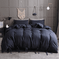 thumbnail image 2 of Washed Duvet Cover, Soft Twin Size Duvet Cover 2 Pieces with Tie Closure, 1 Duvet Cover 66x90 inches and 1 Pillowcase, Navy Blue, 2 of 8