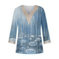 thumbnail image 4 of Fiudx Ropa de Mujer Blusas de Túnica Básica con Cuello En V y Costuras de Encaje Estampadas con Manga 3/4 para Mujer, 4 of 5