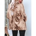 thumbnail image 6 of Women'S Sequin Jackets Open Front Blazer Jacket Long Sleeve Sparkly Cardigan Coat with Pocket Rose Gold L, 6 of 7