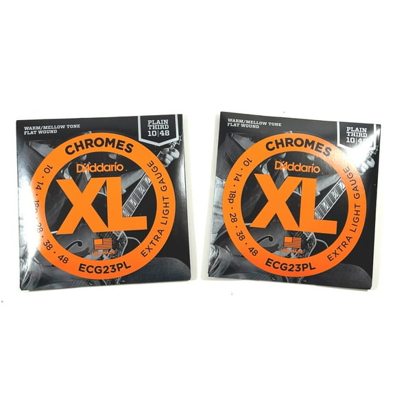 D'Addario Guitar Strings 2 Sets Flatwound Chromes Extra Light 10-48 Plain 3rd