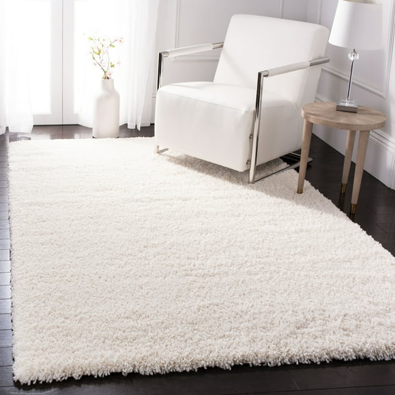 SAFAVIEH Fontana Jamie Solid Shag Area Rug, Ivory, 5'3" x 7'6"