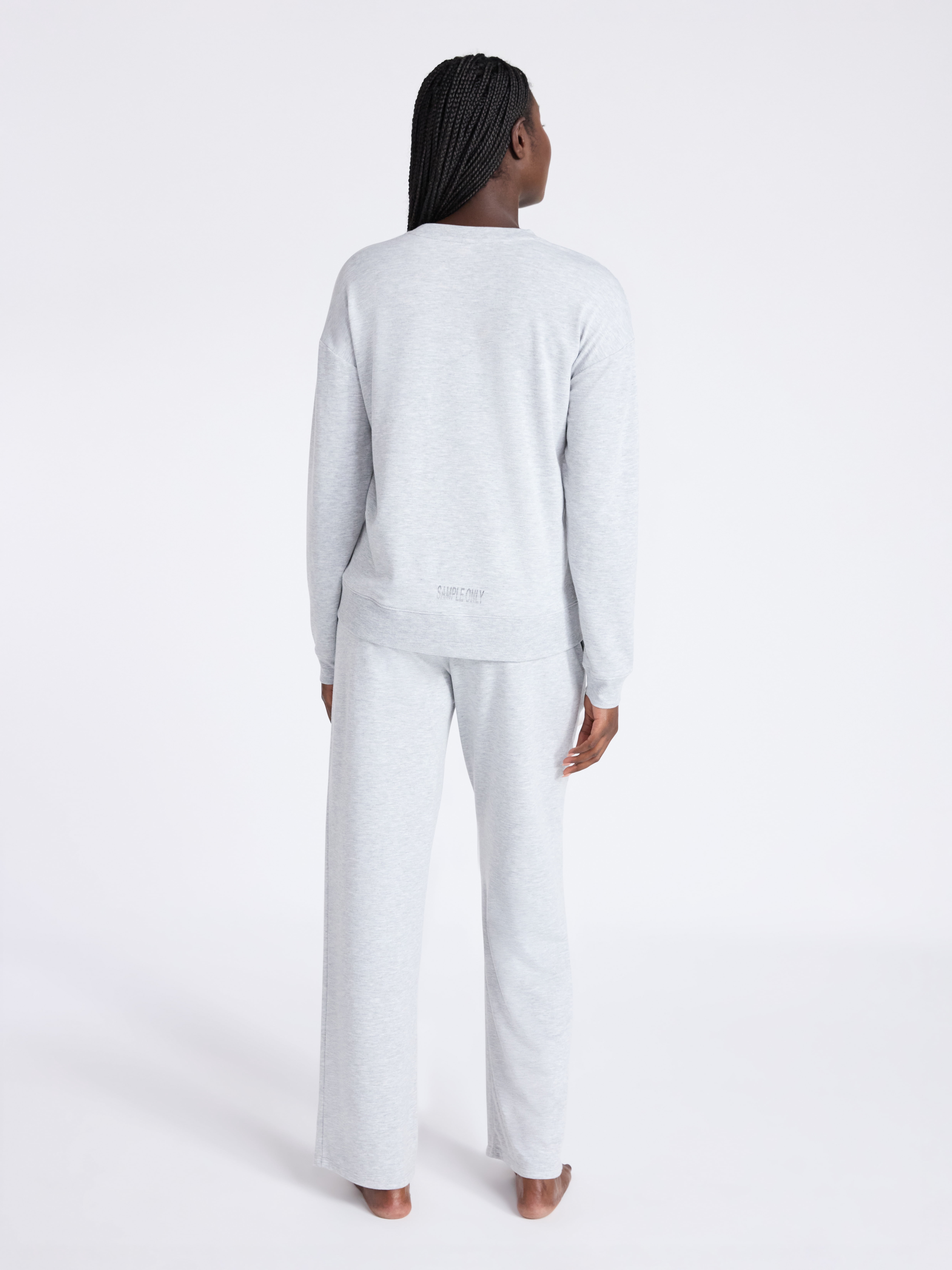 Joyspun Women's Fleece Long Sleeve Top and Straight Leg Pants Lounge Set, 2-Piece, Sizes XS-3X
