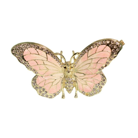 EHJRE Enamel Trinket Box Butterfly Jewelry Box Creative Dresser Decorative Box Jewelry Storage Case Keepsake Gift Box for Necklaces Pink