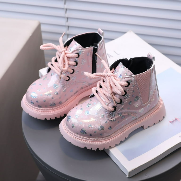 HCNTES Girls Boys Combat Boots Lace Up Little Big Kids Toddler