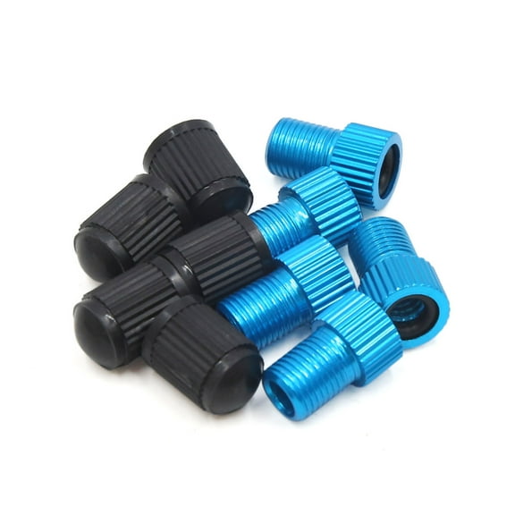 Unique Bargains 5Pcs Sky Blue Bike Tire Valve Converter Adapter w 5 Caps