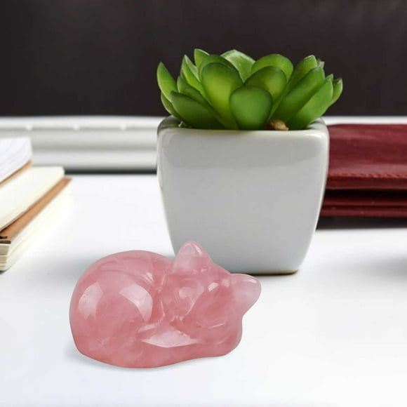 Jades en Cristal Naturel Chats Endormis Sculpture Ornement pour la Maison