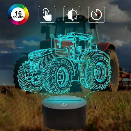 

3D Night Light Cool Bulldozer Truck Excavator Car Tractor Vehicle LED Night Lamp for Kids Table Decorative Lamp Children Gifts