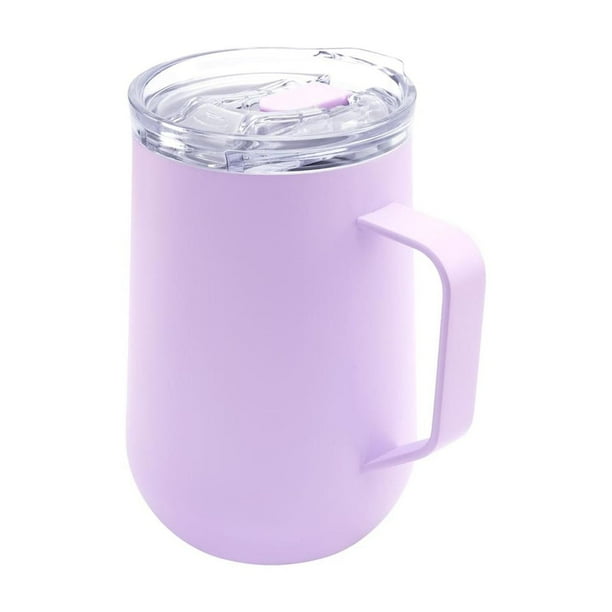 Taza de acero inoxidable doble pared con popote-tasse purpura 13 x 15.2
