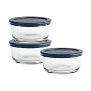 Anchor Hocking Glass Food Storage Containers with Lids, 2 Cup Round, Set of 3