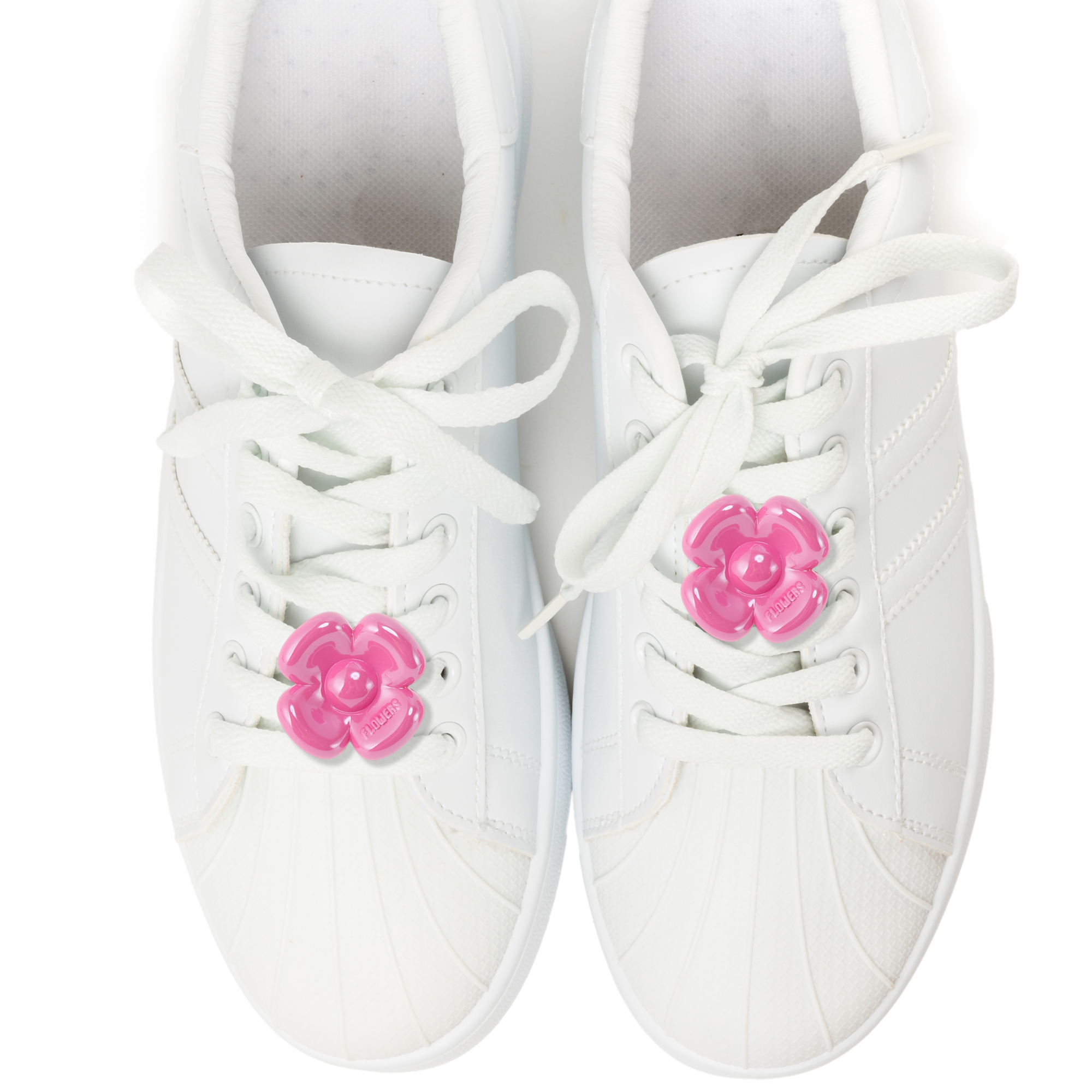 Unique Bargains Stylish Flower Shoelace Charms 1 Pair Rose Red