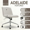 thumbnail image 3 of Elle Decor Adelaide Home Office Task Chair, Armless Adjustable Height Desk Accent, Fabric Upholstered Seat and Back, Chrome-Finished Stainless-Steel Base, Off-White, 3 of 8