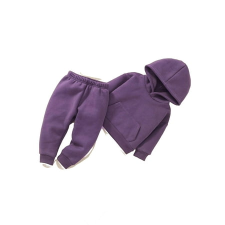 

Casual Plain Hooded Long Sleeve Purple Baby Sets (Baby s)