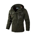 thumbnail image 5 of Men's Waterproof Hooded Jacket, Windproof Outdoor Work Coat with Multi-Pockets, Detachable Hood Casual Spring Fall Windbreaker Army Green, 5 of 9