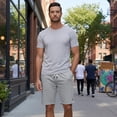 thumbnail image 7 of Men's Cotton Shorts Casual Elastic Waist Drawstring Summer Beach Vacation Yoga Golf Shorts with Zipper Pockets, 7 of 7
