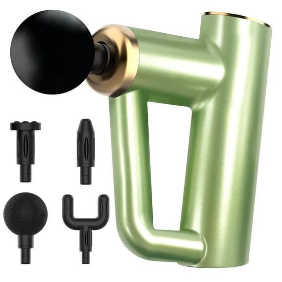 Syenll Massage Gun, Massage Gun Deep Tissue, Percussion Massage Gun with 4 Heads and 6 Speeds, Handheld Massager for Athletes Pain Relief, Green