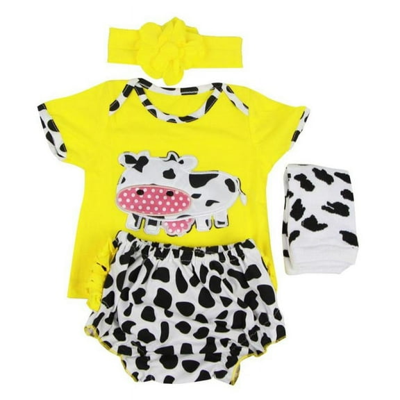 Lovely Cartoon Caw Printed Shirt Socks Underpants Headband Suit for 22-23inch Reborn Baby Newborn Girl Dolls Clothes