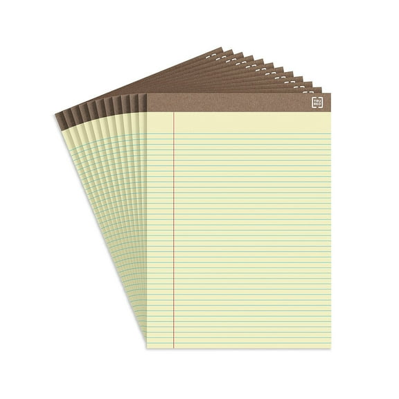 Staples Notepads 8.5" x 11.75" Narrow Yellow 50 Sh./Pad 12 Pads/PK 354743