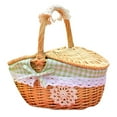 thumbnail image 1 of MesaSe PENGXAING [] Wicker Picnic Basket With Lid Handle and Liner Hand-Woven Storage Basket Rattan Storage Tray Wicker Basket Bread Fruit Food Breakfast Picnic Basket Kitchen Storage Bas, 1 of 6
