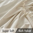 thumbnail image 4 of Cream Beige Velvet Curtains 90 inches Long 2 Panels - Luxury Pinch Pleated Room Darkening Window Drapes for Bedroom Living Room Thermal Insulated Super Soft, Back Tab Rod Pocket Elegant Decor, 4 of 6