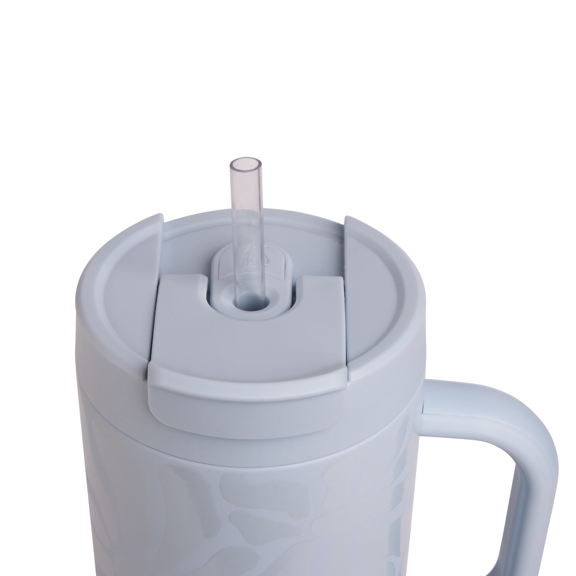 TAL Stainless Steel Hudson Tumbler with Straw 40 fl oz, Light Blue Flower