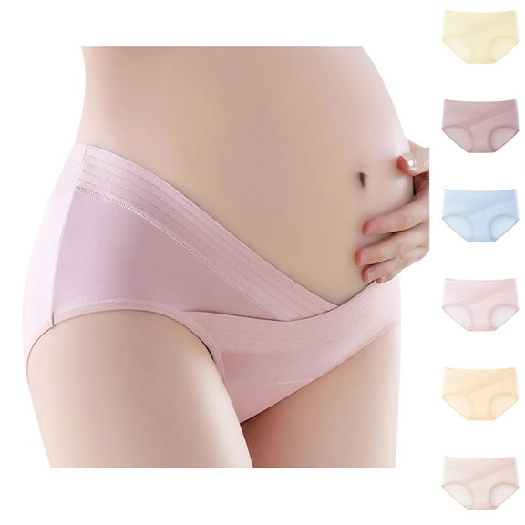 Bovxnpu Maternity Underwear Pregnancy Postpartum Panties, Over The Bump Brief Panties, Plus Size Breathable High Waist Support Adjustable Pregnancy Pants Leggings L