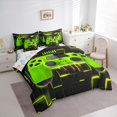thumbnail image 3 of Castle Fairy Teens Adults Green Gamepads Twin Bedding Sets 7-Piece,Video Game Bedding Comforter Set Microfiber,Geometric Plaid Breathable Sheet Sets,Ultra Soft Home Decor,Reversible, 3 of 8
