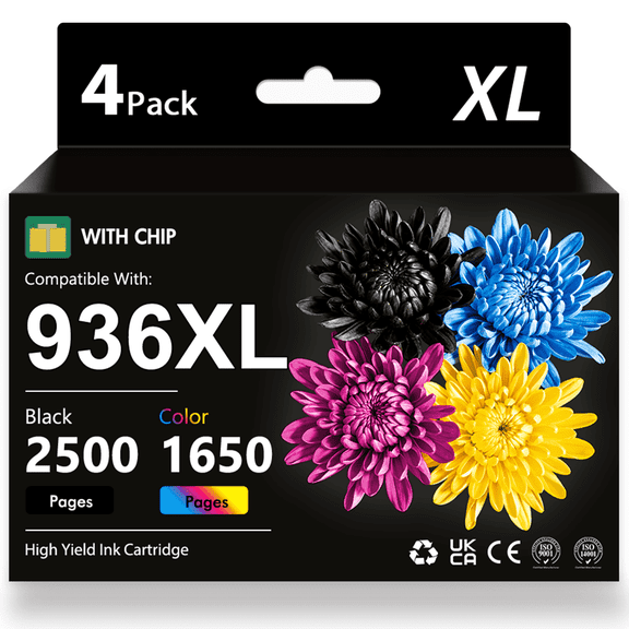 936E 936 Ink Cartridge Compatible for 936 936E HP Ink Cartridges for OfficeJet Pro 9125e 9120e 9730e 9130 9135e 9122e 9128e 9110b 9120b 9130b 9130e Printer(4-pack)