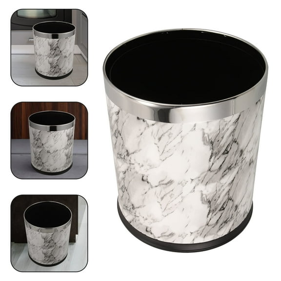 Masteelf Marble Pattern Trash Can Bathroom Waste Bin Waste Paper Basket Office Wastebasket