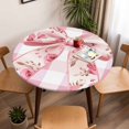 thumbnail image 5 of Rose Bow Elastic Fitted Round Table Cover Pink White Check Waterproof Outdoor Tablecloth for Holiday Party, Picnic, Patio & Dining Fits Tables Up to 36"-44", 5 of 8