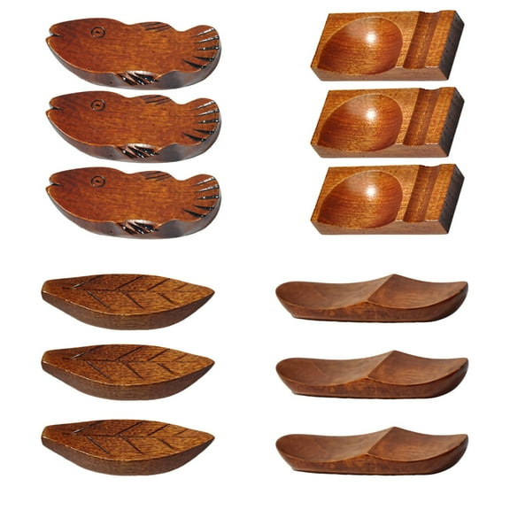 12 Pcs of Wooden Chopstick Holders Set, Cute Chopstick Rest and Spoon Rack, Japanese Style Chopsticks Holder, Cute & Practical Kitchen Accessories, Kitchen Accessories Decor for Dining Table