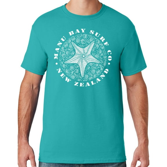 Mens Manu Bay Surf Company WHITE STARFISH T-shirt, 2XL Jade