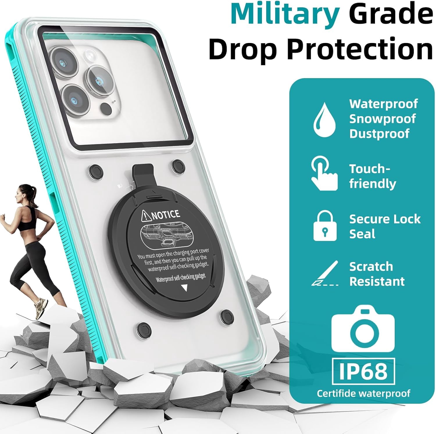 Waterproof Phone Case/Pouch,[15m/50ft] Photo&Video Self-Check Underwater Pouch Dry Bag Beach Travel Essentials Snorkeling Case for iPhone 15 14 13 11 12/Samsung S24/LG,Google/Xiaomi/Nokia/Motorola
