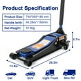 thumbnail image 5 of Kicctian 3 Ton Low Profile Hydraulic Floor Jack with Dual Pump Quick Lift, Heavy Duty Q235B Steel Construction, 3-19.5 in Lift Range for Car, SUV or Truck Repair, Blue, 5 of 7