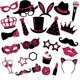 thumbnail image 1 of 24 Foto Props de Fiesta Accesorios de Photo Booth Mixtos de Sombrero, Copa de Vino, Pintalabios, Corbata, Corona para Suministros Graduación Año Nuevo Boda Cumpleaños (Borgoña y Negro), 1 of 4