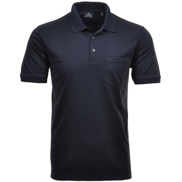 RAGMAN Polo Hombre - Top, Polo de Punto Suave, Mezcla de Algodón, Bolsillo en el Pecho, Tapeta de Botones, Corto, Color sólido Azul oscuro 8XL (XXXXXXXX-Large)