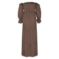 thumbnail image 6 of Unir Women's Maternity 450g Stretch Spandex Gown, Off-The-Shoulder Ruffle Sleeve Tiered Maxi Dress, Flowy Boho Pregnancy Photography & Formal Long Dress, 1pc, S/M/L/XL/XXL, 6 of 6