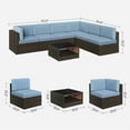 thumbnail image 6 of SONGMICS 7-Piece Patio Furniture Set Outdoor Sectional Sofa Couch Handwoven with Cushions and Glass Table Lake Blue, 6 of 9