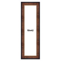 10x42 Frame Brown Walnut Gold Ornate Trim Solid Wood Plein Air Picture Frame | 3 Inch Moulding