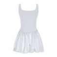 thumbnail image 3 of WIZUTIZ Summer Dresses for Women 2025 Baggy Casual High Rise Mini Dress Solid Vacation Dress U Neck Sleeveless Vacation Dress for Women's Tunic Peplum Stylish Party Dress White XL, 3 of 5