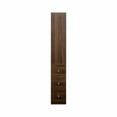 thumbnail image 3 of Yardi Yarda 70.87" H Display Storage Cabinet, 4-Tier Shelf, 3 Side Drawers, Modern Wooden Tall Bookshelf Bookcase, Brown, 3 of 14