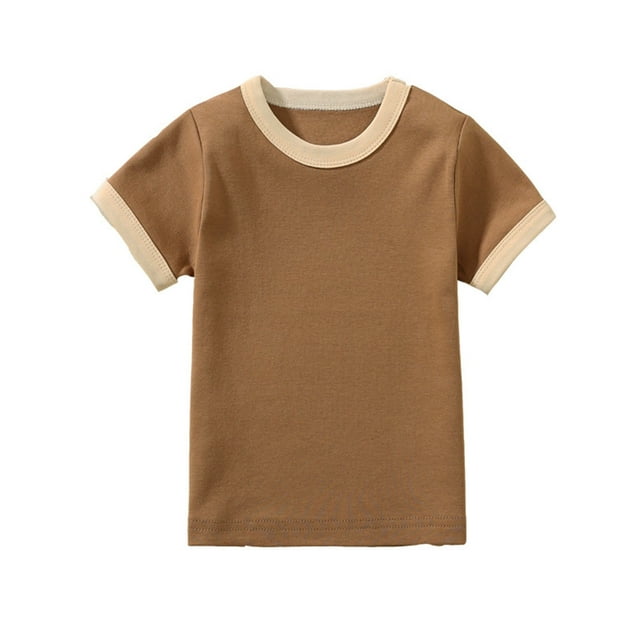 Chandails pour Filles Tout-Petits Enfants Garçons Filles Mode Confortable Couleur Unie Col Rond Manches Courtes Haut